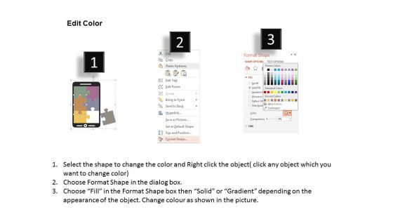 Mobile With Six Puzzle Pieces Powerpoint Template