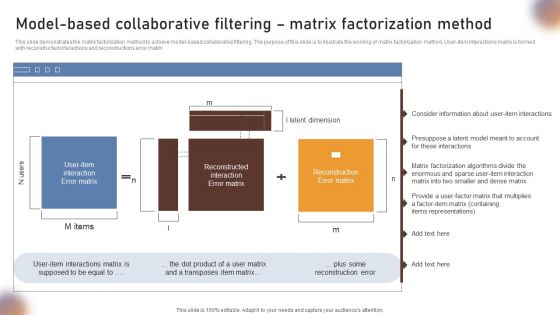 Model Based Collaborative Filtering Matrix Factorization Method Ideas PDF