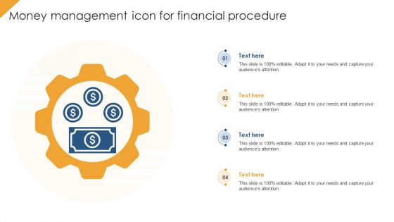 Money Management Icon For Financial Procedure Summary PDF