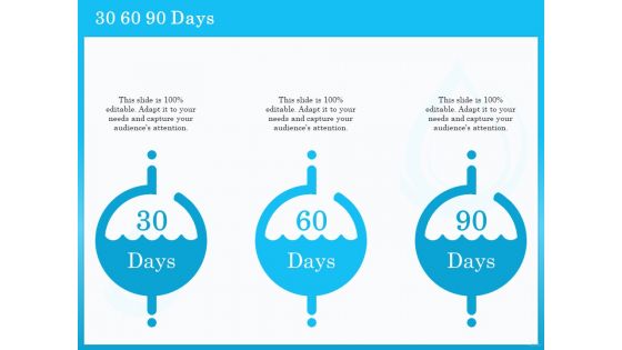 Monitoring And Evaluating Water Quality 30 60 90 Days Ppt PowerPoint Presentation Styles Slides PDF