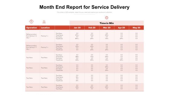 Month End Report For Service Delivery Ppt PowerPoint Presentation Gallery File Formats PDF