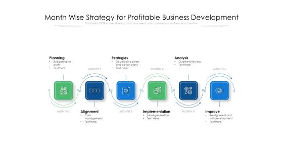 Month Wise Strategy For Profitable Business Development Ppt PowerPoint Presentation Infographic Template Outline PDF