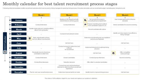 Monthly Calendar For Best Talent Recruitment Process Stages Summary PDF Monthly Calendar For Best Talent Recruitment Process Stages Summary PDF