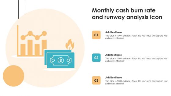 Monthly Cash Burn Rate And Runway Analysis Icon Icons PDF