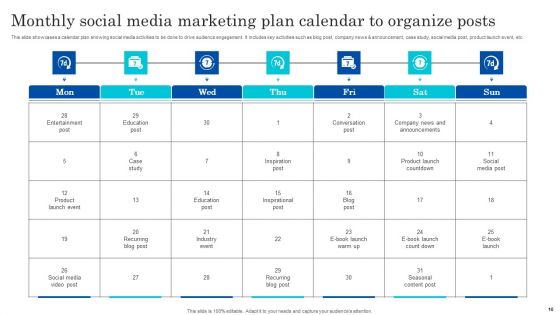 Monthly Social Media Marketing Plan Ppt PowerPoint Presentation Complete Deck With Slides
