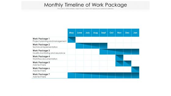 Monthly Timeline Of Work Package Ppt PowerPoint Presentation File Slides PDF
