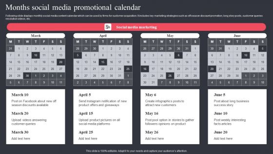 Months Social Media Promotional Calendar Brochure PDF Months Social Media Promotional Calendar Brochure PDF