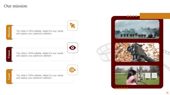 Motion Pictures Production Company Profile Ppt PowerPoint Presentation Complete Deck With Slides