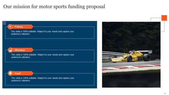 Motor Sports Funding Proposal Ppt PowerPoint Presentation Complete Deck With Slides
