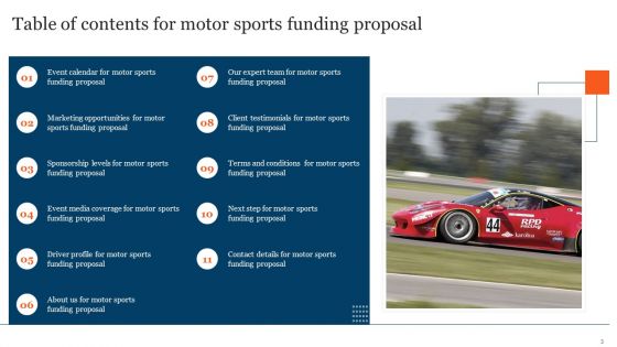 Motor Sports Funding Proposal Ppt PowerPoint Presentation Complete Deck With Slides