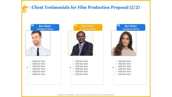 Movie Production Proposal Template Client Testimonials For Film Production Proposal Teamwork Elements PDF