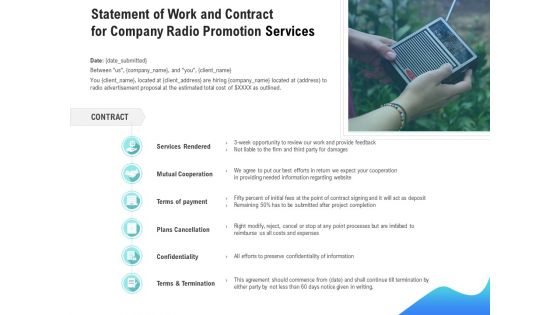 Music Promotion Consultation Statement Of Work And Contract For Company Radio Services Pictures PDF