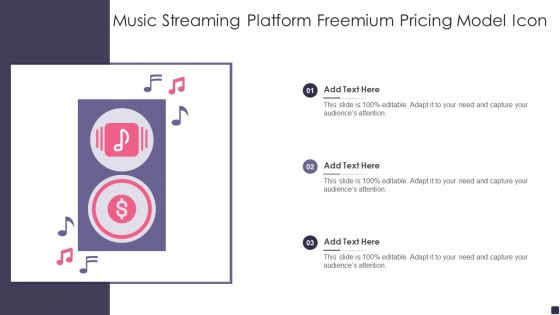 Music Streaming Platform Freemium Pricing Model Icon Portrait PDF