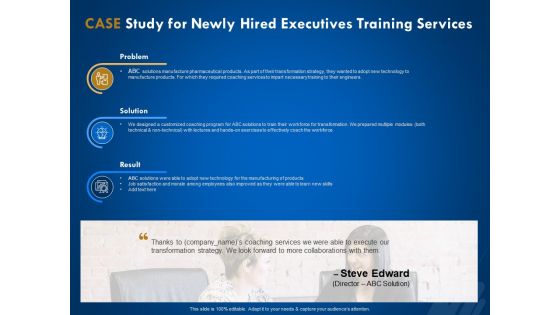 New Employee Onboard Case Study For Newly Hired Executives Training Services Ppt Show Layouts PDF