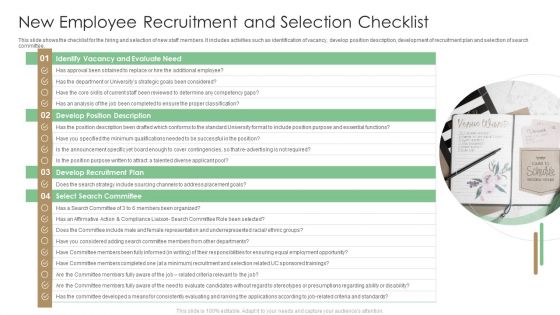 New Employee Recruitment And Selection Checklist Formats PDF