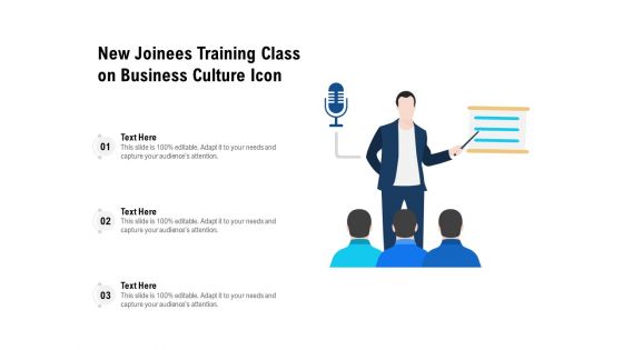 New Joinees Training Class On Business Culture Icon Ppt PowerPoint Presentation Gallery Designs Download PDF