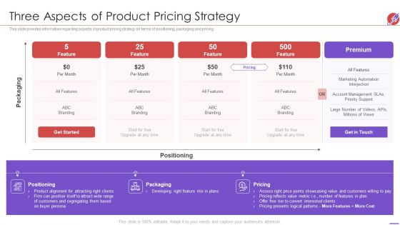 New Product Development And Launch To Market Three Aspects Of Product Pricing Strategy Sample PDF