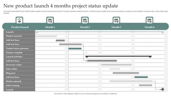 New Product Launch 4 Months Project Status Update Brochure PDF New Product Launch 4 Months Project Status Update Brochure PDF