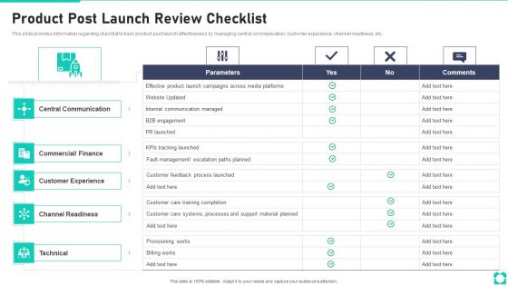 New Product Launch Playbook Product Post Launch Review Checklist Sample PDF