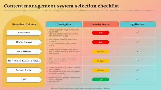 New Website Launch Strategy Content Management System Selection Checklist Guidelines PDF