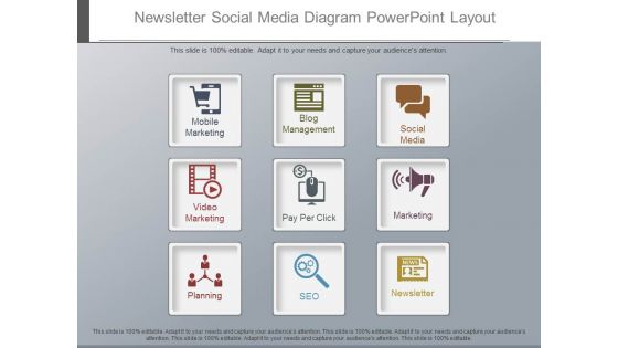 Newsletter Social Media Diagram Powerpoint Layout