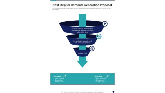 Next Step For Demand Generation Proposal One Pager Sample Example Document Next Step For Demand Generation Proposal One Pager Sample Example Document