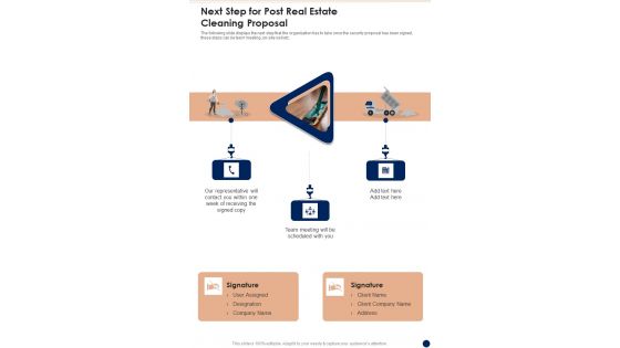 Next Step For Post Real Estate Cleaning Proposal One Pager Sample Example Document