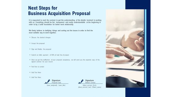 Next Steps For Business Acquisition Proposal Ppt PowerPoint Presentation Infographics Layout