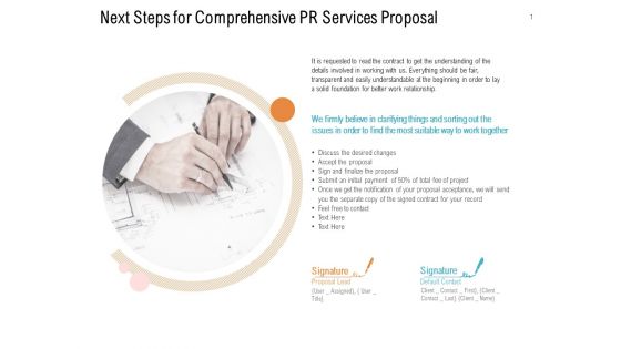 Next Steps For Comprehensive PR Services Proposal Ppt PowerPoint Presentation Gallery Clipart