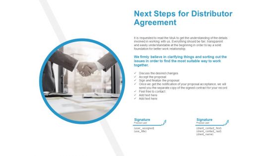 Next Steps For Distributor Agreement Communication Ppt PowerPoint Presentation Templates