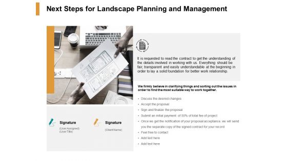 Next Steps For Landscape Planning And Management Ppt PowerPoint Presentation Professional Pictures