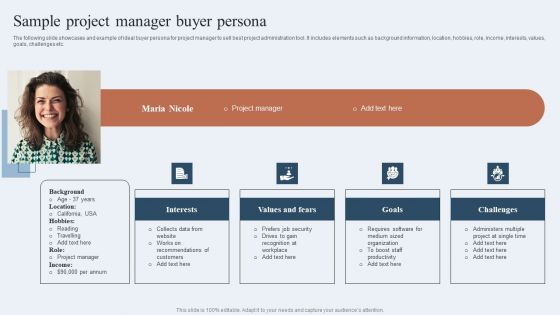 Niche Marketing Guide To Target Specific Customer Groups Sample Project Manager Buyer Persona Infographics PDF