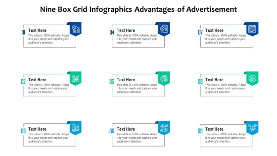 Nine Box Grid Infographics Advantages Of Advertisement Ppt PowerPoint Presentation Diagram Templates PDF