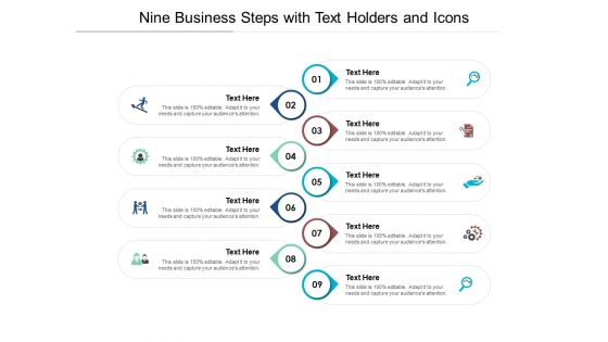 Nine Business Steps With Text Holders And Icons Ppt PowerPoint Presentation Model Files