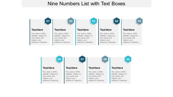 Nine Numbers List With Text Boxes Ppt PowerPoint Presentation Layouts Visuals