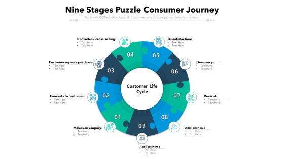 Nine Stages Puzzle Consumer Journey Ppt PowerPoint Presentation Styles Layout PDF