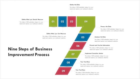 Nine Steps Of Business Improvement Process Ppt PowerPoint Presentation Gallery File Formats PDF