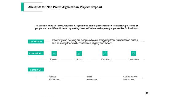 Non Profit Organization Project Proposal Ppt PowerPoint Presentation Complete Deck With Slides