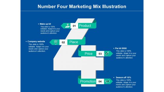 Number Four Marketing Mix Illustration Ppt PowerPoint Presentation Model Example Introduction PDF