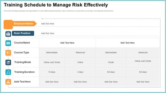 OP Risk Management Training Schedule To Manage Risk Effectively Designs PDF