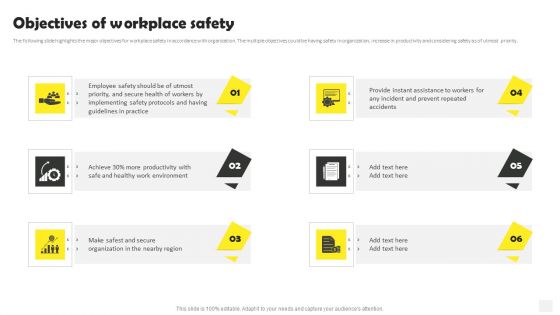 Occupational Health And Safety At Workplace Objectives Of Workplace Safety Mockup PDF