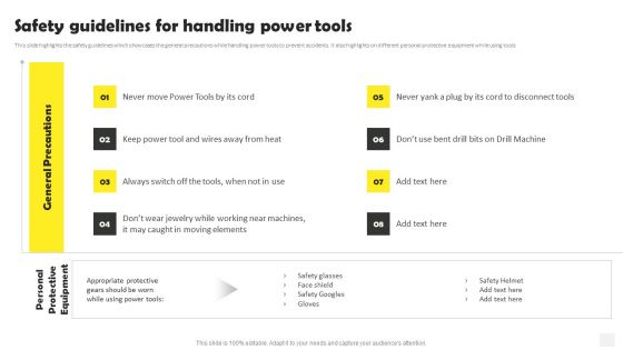 Occupational Health And Safety At Workplace Safety Guidelines For Handling Power Tools Themes PDF