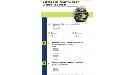 Occupational Therapy Company Directors Declaration One Pager Documents