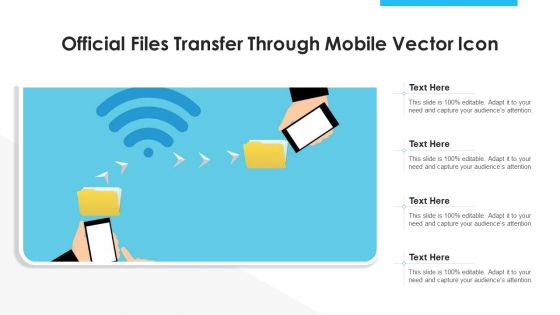 Official Files Transfer Through Mobile Vector Icon Ppt Show Design Inspiration PDF