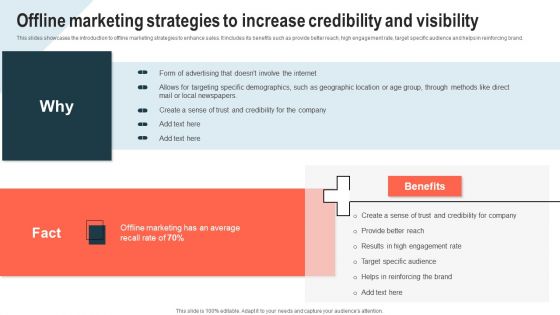 Offline Marketing Strategies To Increase Credibility And Visibility Graphics PDF