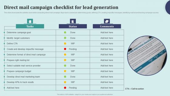 Offline Marketing Techniques To Elevate Brand Visibility Direct Mail Campaign Checklist Summary PDF
