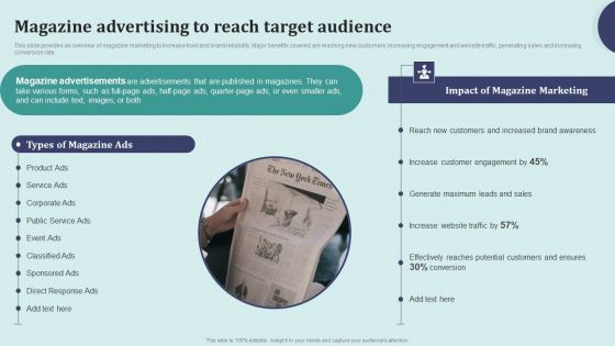 Offline Marketing Techniques To Elevate Brand Visibility Magazine Advertising To Reach Target Demonstration PDF