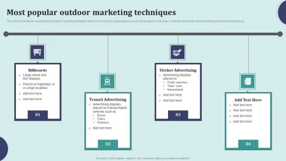 Offline Marketing Techniques To Elevate Brand Visibility Most Popular Outdoor Marketing Infographics PDF