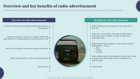 Offline Marketing Techniques To Elevate Brand Visibility Overview And Key Benefits Of Radio Portrait PDF
