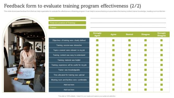 On Job Staff Coaching Program For Skills Refinement Feedback Form To Evaluate Themes PDF